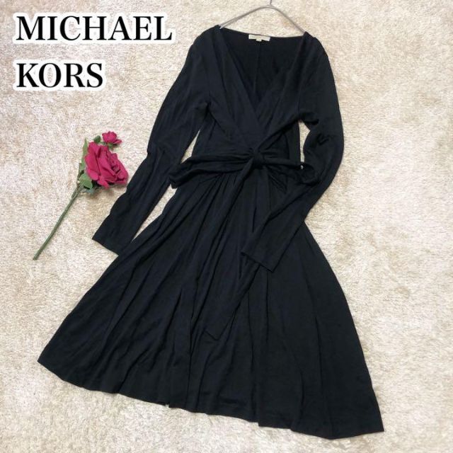 MICHAEL KORS♡カシュクール ストレッチ ワンピース りぼん ブラック