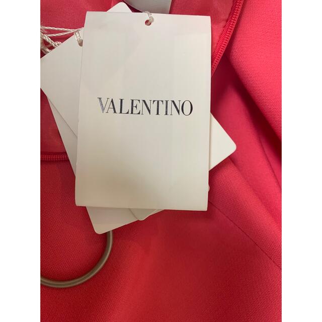 VALENTINO(ヴァレンティノ)のValentino ヴァレンティノ ピンク 長袖 ワンピース レザー 襟 花柄 レディースのワンピース(ひざ丈ワンピース)の商品写真