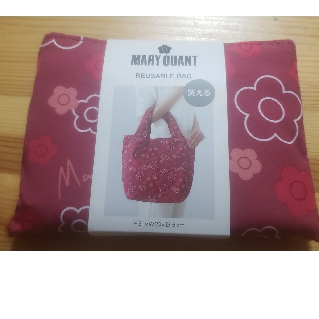 MARY QUANT(マリークワント)のマリークヮント　　エコバッグ　/　マイバッグ　ラージサイズ　（レッド) 　洗濯可 レディースのバッグ(エコバッグ)の商品写真