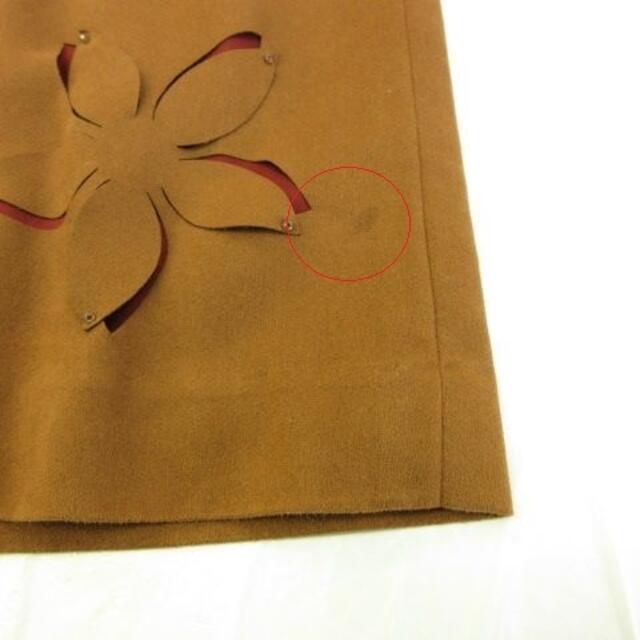 LOUNIE(ルーニィ)のルーニィ LOUNIE スカート ひざ丈 花柄モチーフ 茶 *A570 レディースのスカート(ひざ丈スカート)の商品写真