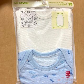 ユニクロ(UNIQLO)の新品2枚組コットンメッシュインナー 肌着 ボディスーツ 90cm(下着)