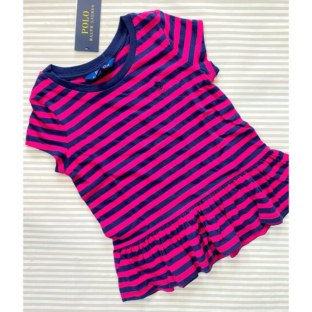 Ralph Lauren(ラルフローレン)の新品　ラルフローレン Tシャツ フリル ネイビー 115センチ キッズ/ベビー/マタニティのキッズ服女の子用(90cm~)(Tシャツ/カットソー)の商品写真