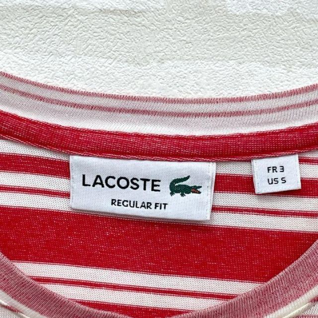 LACOSTE(ラコステ)の【激レア】ラコステ 半袖 リバースプリント Tシャツ M 赤 ボーダー ワニ メンズのトップス(Tシャツ/カットソー(半袖/袖なし))の商品写真