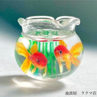 【展示】硝子の小瓶で泳ぐ金魚（メモスタンド）