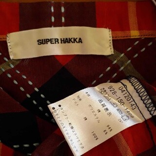 SUPER HAKKA スタンドカラー プリーツ チェックシャツ ワンピース
