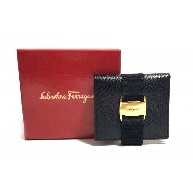 FERRAGAMO - フェラガモ 財布 ヴァラ リザード 型押し 二つ折り FERRAGAMO - フェラガモ 財布 ヴァラ リザード 型押し 二つ折り