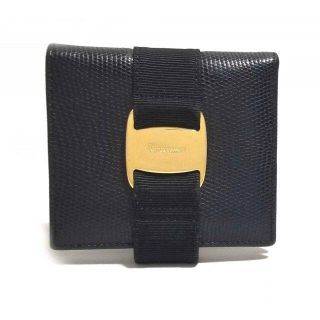 FERRAGAMO - フェラガモ 財布 ヴァラ リザード 型押し 二つ折り FERRAGAMO - フェラガモ 財布 ヴァラ リザード 型押し 二つ折り