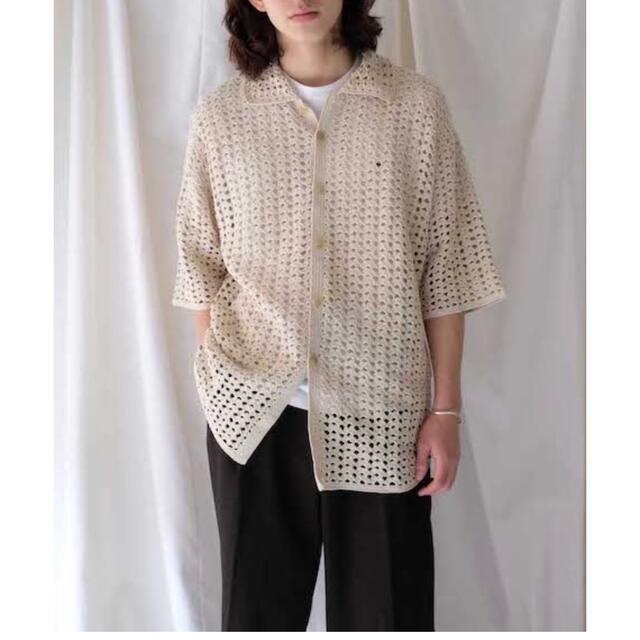 メンズauralee HAND CROCHET COTTON KNIT SHIRTS