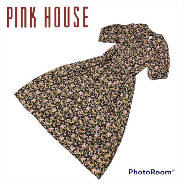 PINK HOUSE - PINKHOUSE ピンクハウス　花柄　ロング　ワンピース　ブラック
