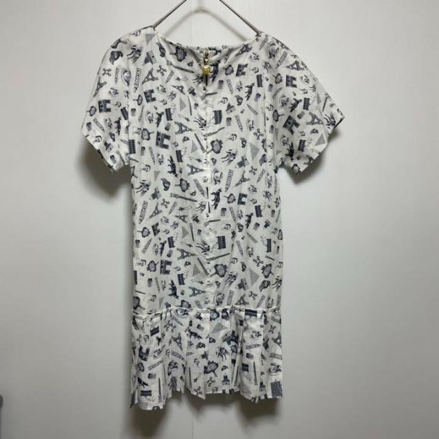 ベルギー製 MAISON KITSUNE メゾンキツネ ワンピース 膝丈 ロゴ 総柄