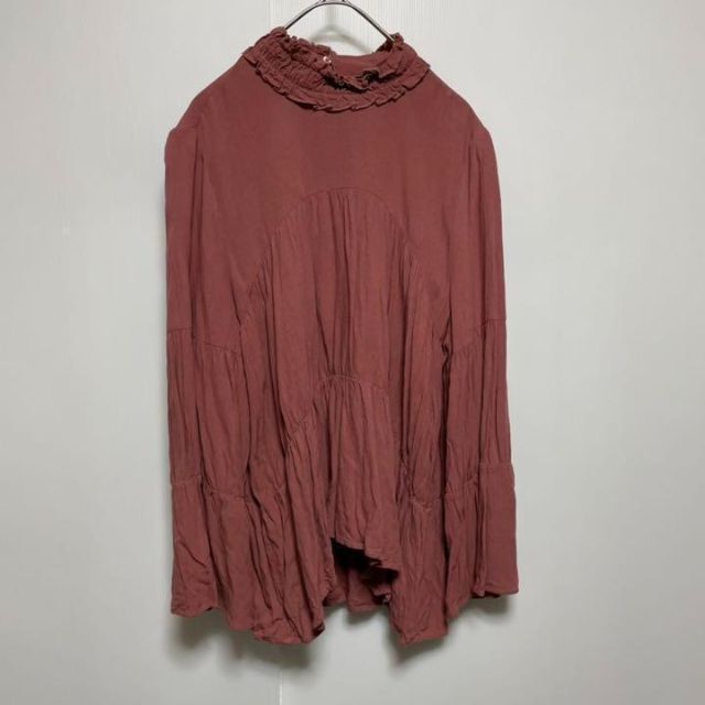 ZARA(ザラ)のZARA ザラ　ブラウス　レーヨン　ボトルネック　フリル　レース　オフィス レディースのトップス(シャツ/ブラウス(長袖/七分))の商品写真