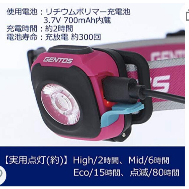 GENTOS(ジェントス)のGENTOS/ジェントス LED USB充電式 ヘッドライト CP-260RSP スポーツ/アウトドアのアウトドア(登山用品)の商品写真