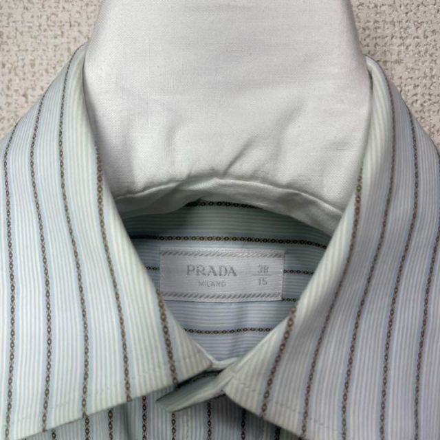 PRADA - PRADA プラダ シャツ 38 Mサイズ ストライプ ブルー