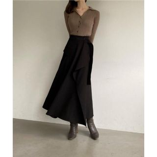 【新品未使用】maison celon ロングスカート 黒(ロングスカート)