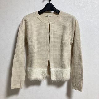 プロポーションボディドレッシング(PROPORTION BODY DRESSING)の【プロポ】ベージュファー付きニットジャケット(ノーカラージャケット)