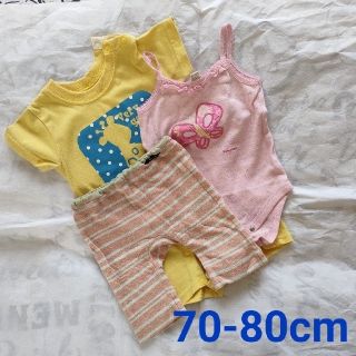 ベビーギャップ(babyGAP)の【70-80cm】３着セット GAP ロンパース パンツ 女の子 ベビー(ロンパース)