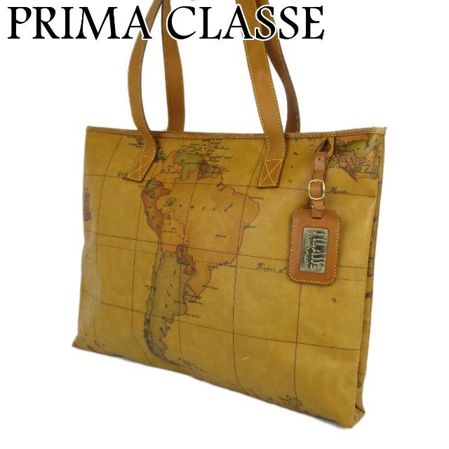 生まれのブランドで - CLASSE PRIMA プリマクラッセ ハンドバッグ トート PVC×レザー 地図柄 トートバッグ