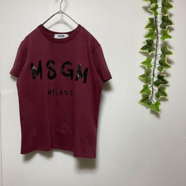 MSGM - MSGM エムエスジーエム カットソー Tシャツ ロゴ ワインレッド