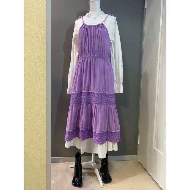 古着 ビンテージ 80s コットン パープル 紫 ワンピース ドレス | フリマアプリ ラクマ