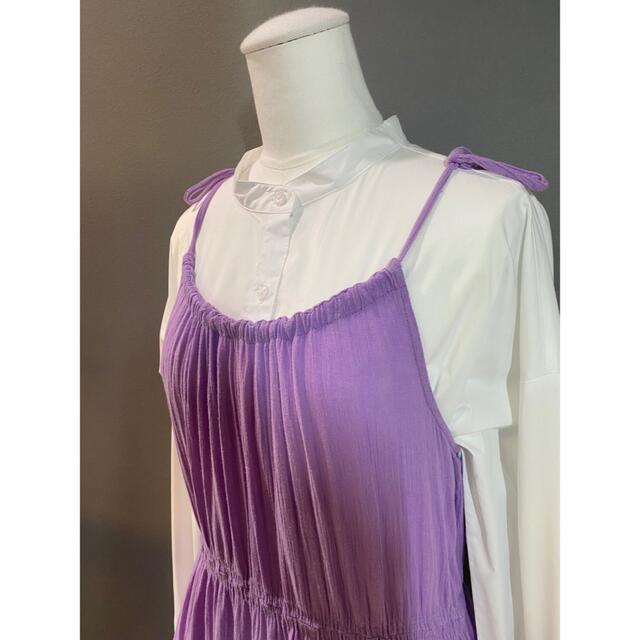 古着 ビンテージ 80s コットン パープル 紫 ワンピース ドレス