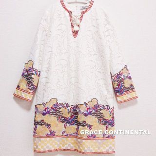 グレースコンチネンタル(GRACE CONTINENTAL)の【GRACE CONTINENTAL】総レース 刺繍柄  カフタン ワンピース(ロングワンピース/マキシワンピース)