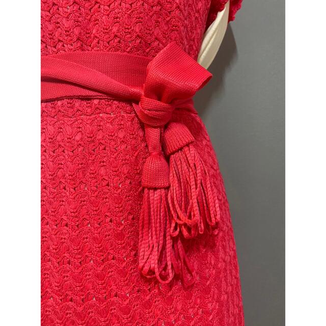 ビンテージ 80s  レッド ピンク レッド ワンピース ドレス 美品実寸身幅