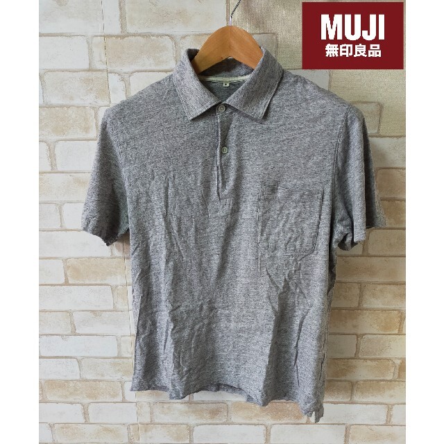 MUJI (無印良品)(ムジルシリョウヒン)のMUJI　無印良品　ポロシャツ　メンズ　M　グレー メンズのトップス(ポロシャツ)の商品写真