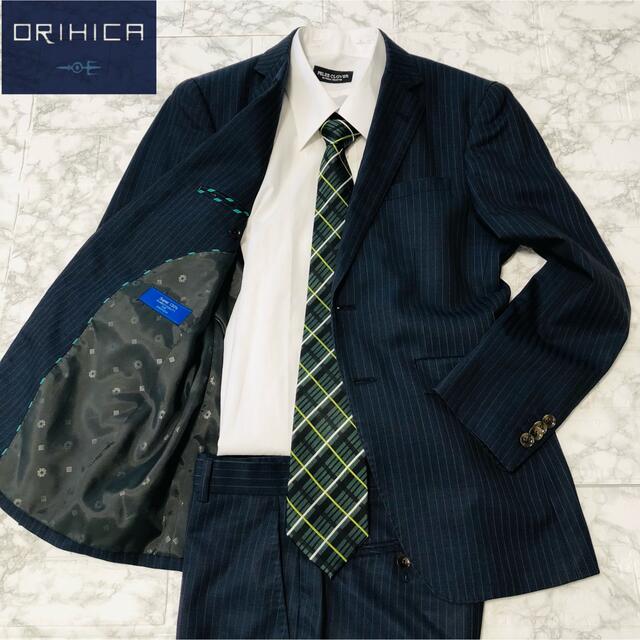 【美品】ORIHICA 　セットアップスーツ　夏用　Y4 Sサイズ　ネイビー