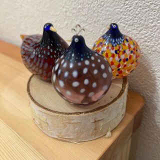 ガラスの鳥　3羽セット【G】(置物)