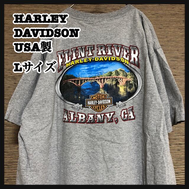 US ハーレーダビッドソン HARLEY-DAVIDSON Tシャツ 半袖 総柄 プリント サイズ：メンズ S ブラック