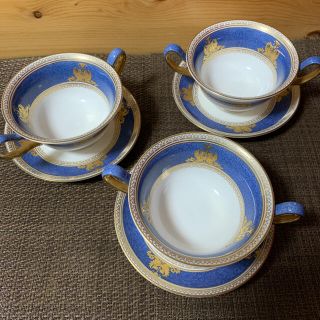 ウェッジウッド(WEDGWOOD)のウェッジウッド  コロンビア　パウダーブルー　スープカップ＆ソーサー　3客(食器)