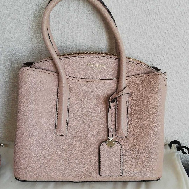 【美品】kate spade ハンドバッグ くすみピンク 2way シボ革