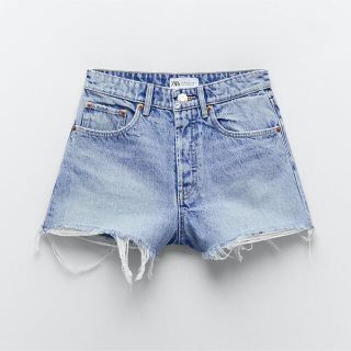 ザラ(ZARA)のZARA ダメージ加工入り ハイライズデニム ショートパンツ ブルー(ショートパンツ)