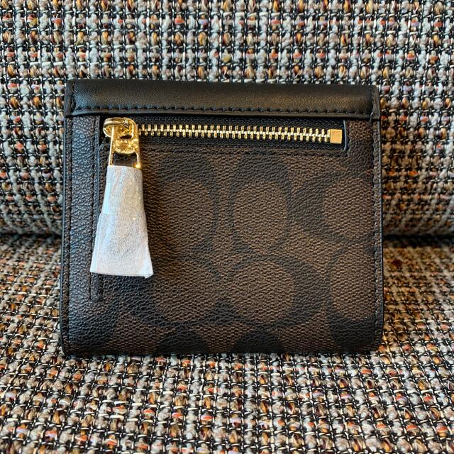 【新品・未使用】COACH  3つ折り財布　ブラック　シグネチャー