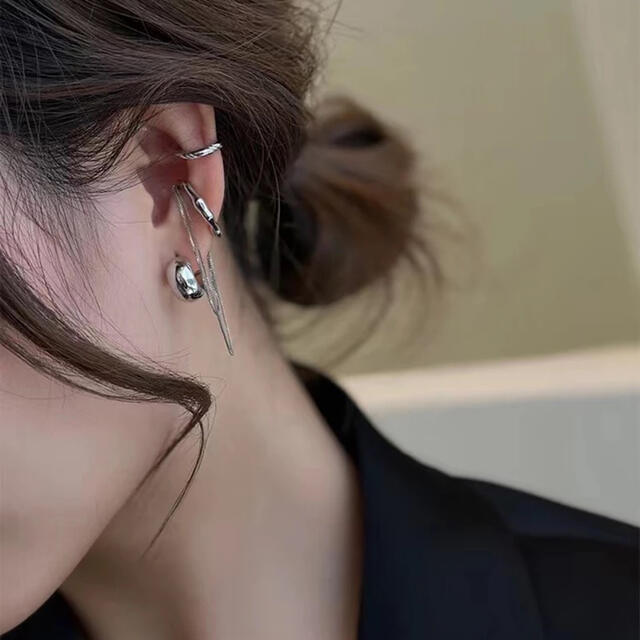 PI024 silver pierce ＆ ear cuff レディースのアクセサリー(イヤーカフ)の商品写真