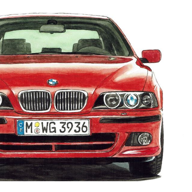 GC-713 BMW 530i限定版画 直筆サイン額装●作家 平右ヱ門