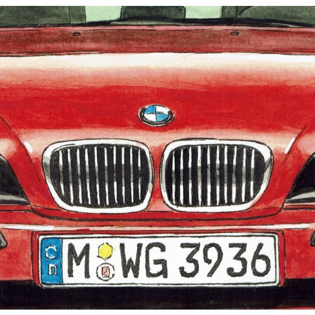 GC-719 BMW530i/3.0csi限定版画サイン有額装済作家平右ヱ門