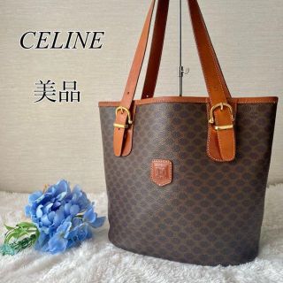 美品】CELINE バケツ型 ミニトートバッグ トリオンフロゴ マカダム柄 ...