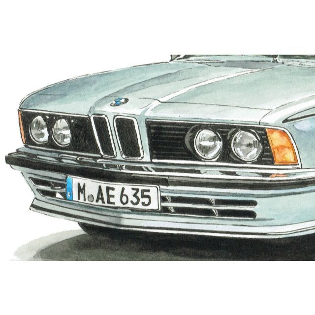 GC-718 BMW530i/635csi限定版画 直筆サイン額装●作家 平右ヱ