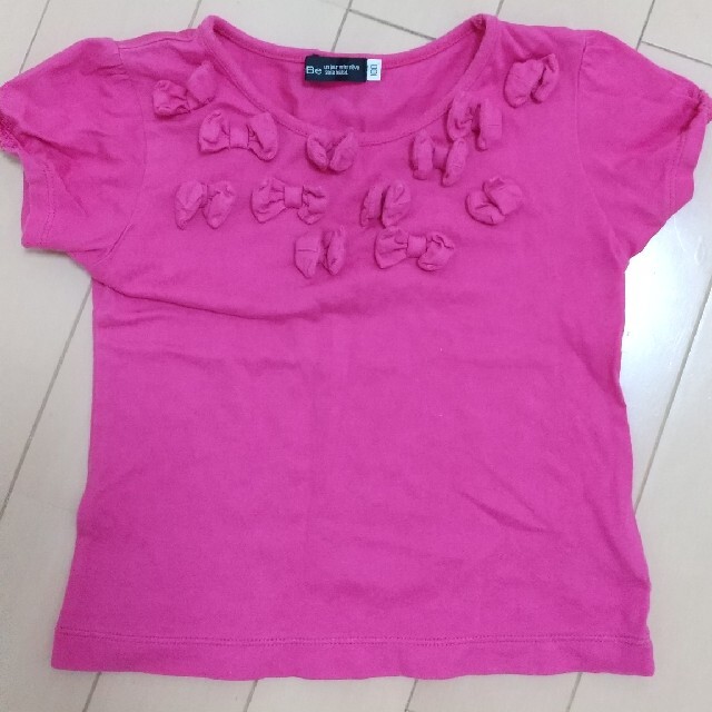 BeBe(ベベ)のBeBe Tシャツ リボン 100cm 女の子 キッズ/ベビー/マタニティのキッズ服女の子用(90cm~)(Tシャツ/カットソー)の商品写真