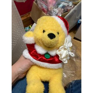 ディズニー(Disney)のタグ付き くまのプーさん　クリスマス　ぬいぐるみ　パペット(キャラクターグッズ)