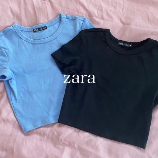 ザラ(ZARA)のzara tｼｬﾂ ﾐﾆ丈 ｼｮｰﾄ丈 半袖(Tシャツ(半袖/袖なし))