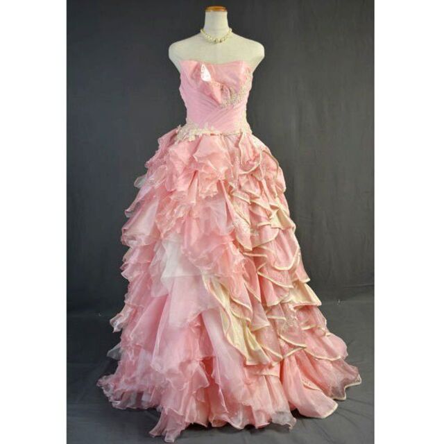 アルファブランカ　ピンクドレス　ウェディングドレス　ブライダル　美品ウェディングドレス