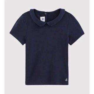 プチバトー(PETIT BATEAU)の【新品タグ付】プチバトー  衿つき半袖Tシャツ　ネイビー　10a(Tシャツ/カットソー)