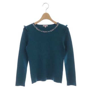 トッカ(TOCCA)のトッカ JEWEL BOX ニット カットソー 長袖 フリル ビジュー F 緑(カットソー(長袖/七分))