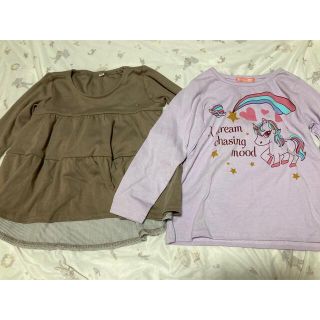 イオン(AEON)の女の子　新品　Tシャツ　110cm 長袖　春服　２着セット　キッズ　保育園(Tシャツ/カットソー)