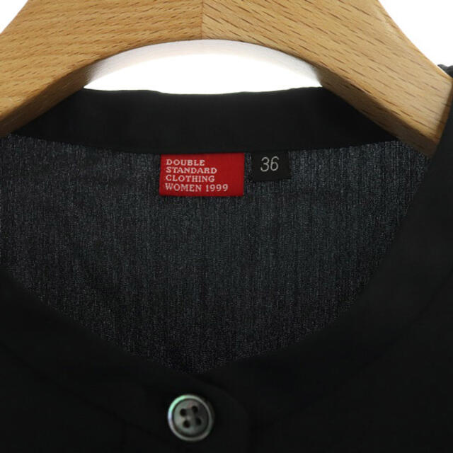 DOUBLE STANDARD CLOTHING(ダブルスタンダードクロージング)のダブルスタンダードクロージング フリルブラウス 長袖 バンドカラー 36 黒 レディースのトップス(シャツ/ブラウス(長袖/七分))の商品写真