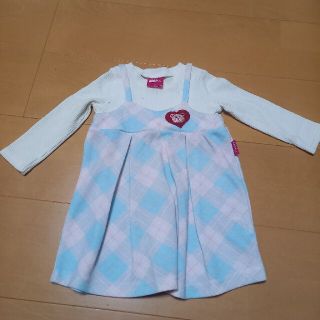 アナップキッズ(ANAP Kids)のUSEDベビー服☆ANAP重ね着風ワンピース☆80cm(ワンピース)