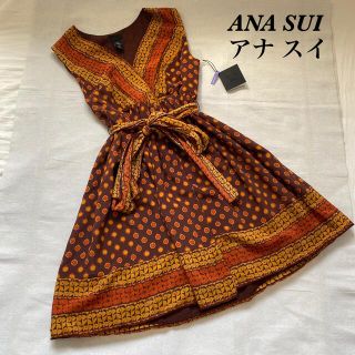 アナスイ(ANNA SUI)のアナスイ　ANA SUI ワンピース　チュニック　総柄　リボン(ひざ丈ワンピース)