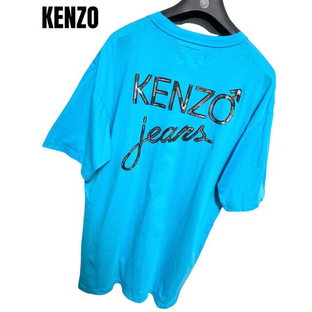 KENZO(ケンゾー)の匿名発送　劇レア　90's KENZO JEANS ロゴTシャツ　北斎タグ　水色 メンズのトップス(Tシャツ/カットソー(半袖/袖なし))の商品写真